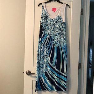 SZ M Lilly Pulitzer Blue/White Midi Dress